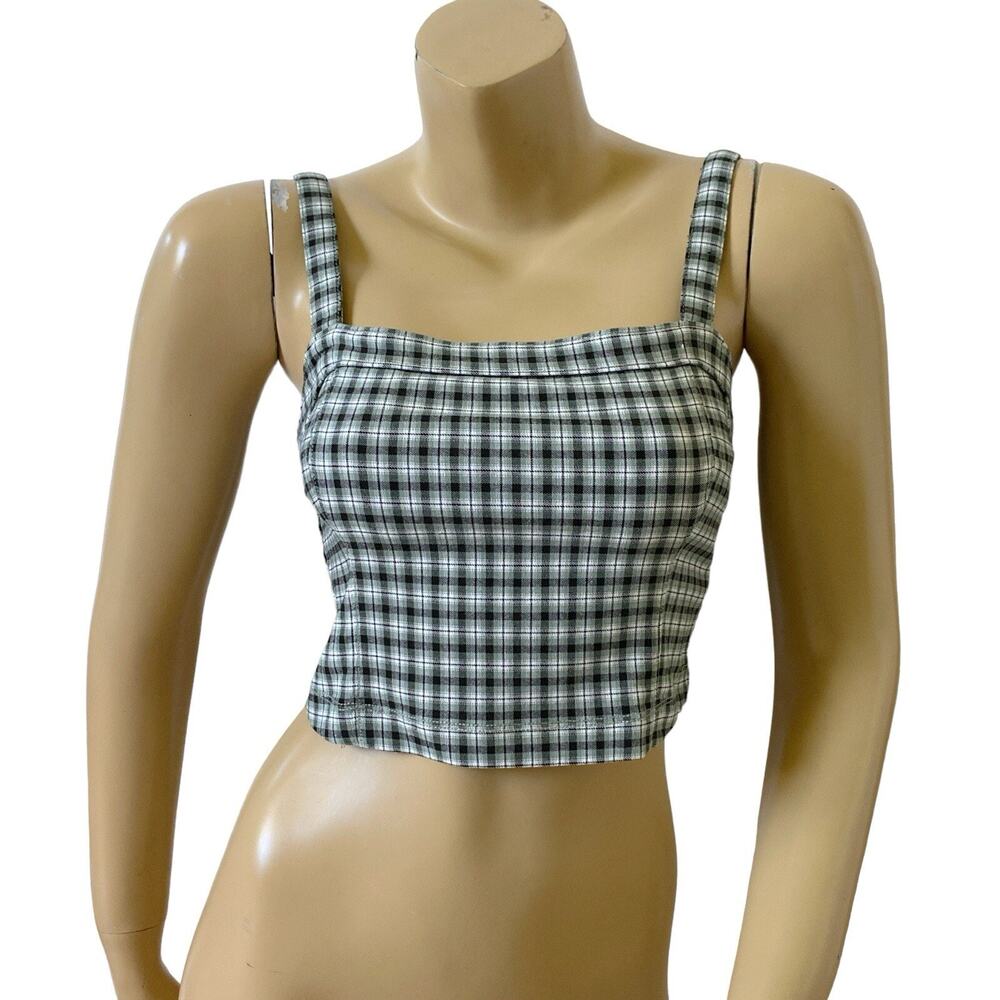 Hollister Plaid Advanced Stretch Crop Tank Top Size Small